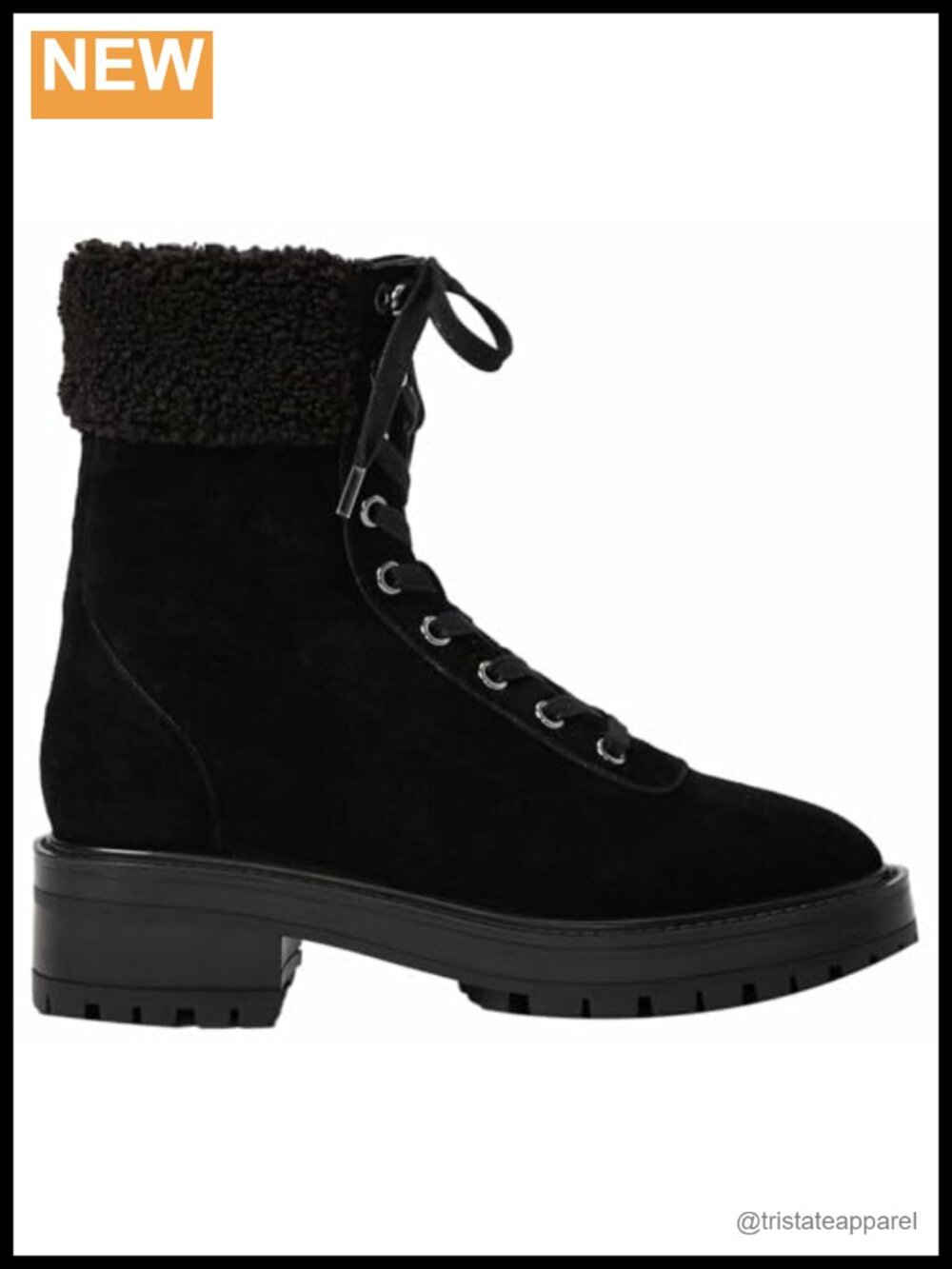 Women's Briar Ankle Boot Faux Shearling Trim Lace Up Combat Style